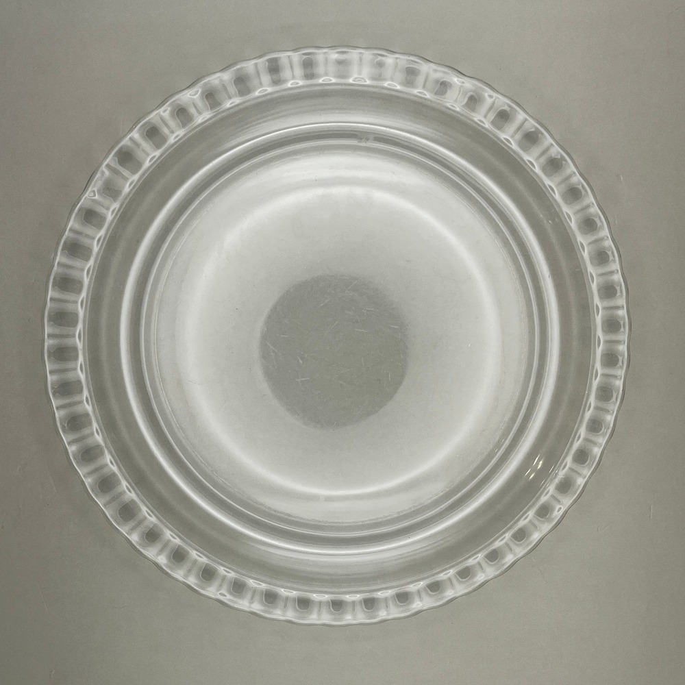 Vtg Clear Glass Thumbprint Edge Salad Luncheon Plate 8.25" Ribbed Border Retro
